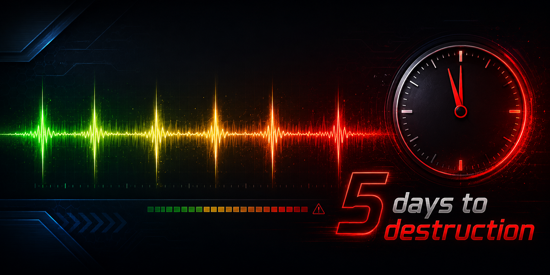Ford Ranger 3.2 ticking sound visualisation showing 5 day countdown from first noise to engine seizure