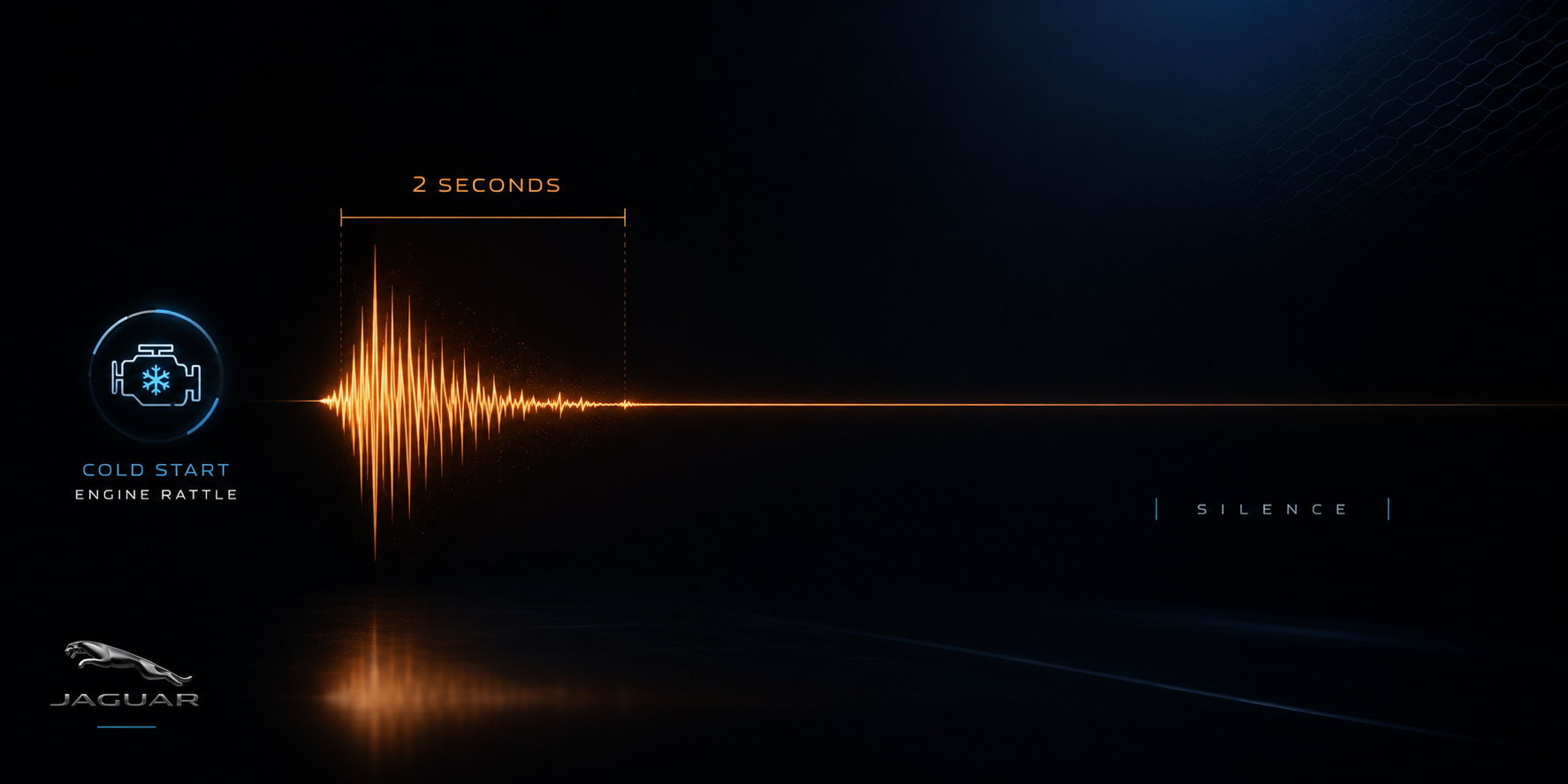 Jaguar Ingenium cold start rattle sound wave - brief 2-second noise followed by silence
