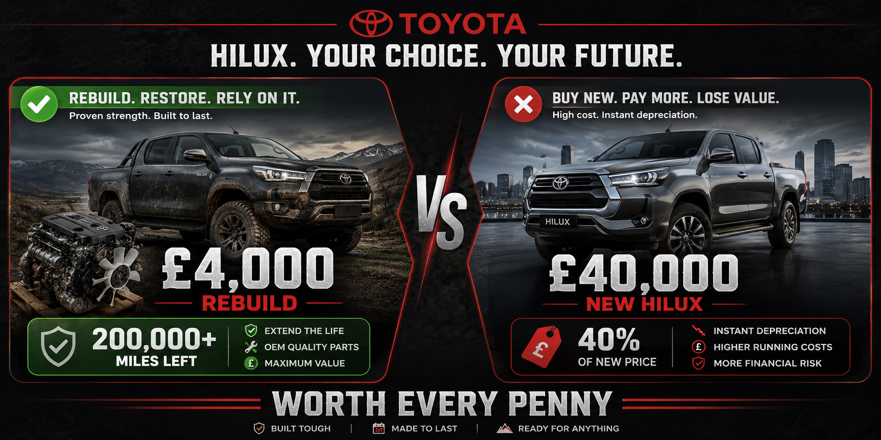 Toyota Hilux comparison - £4,000 rebuild vs £40,000 new Hilux