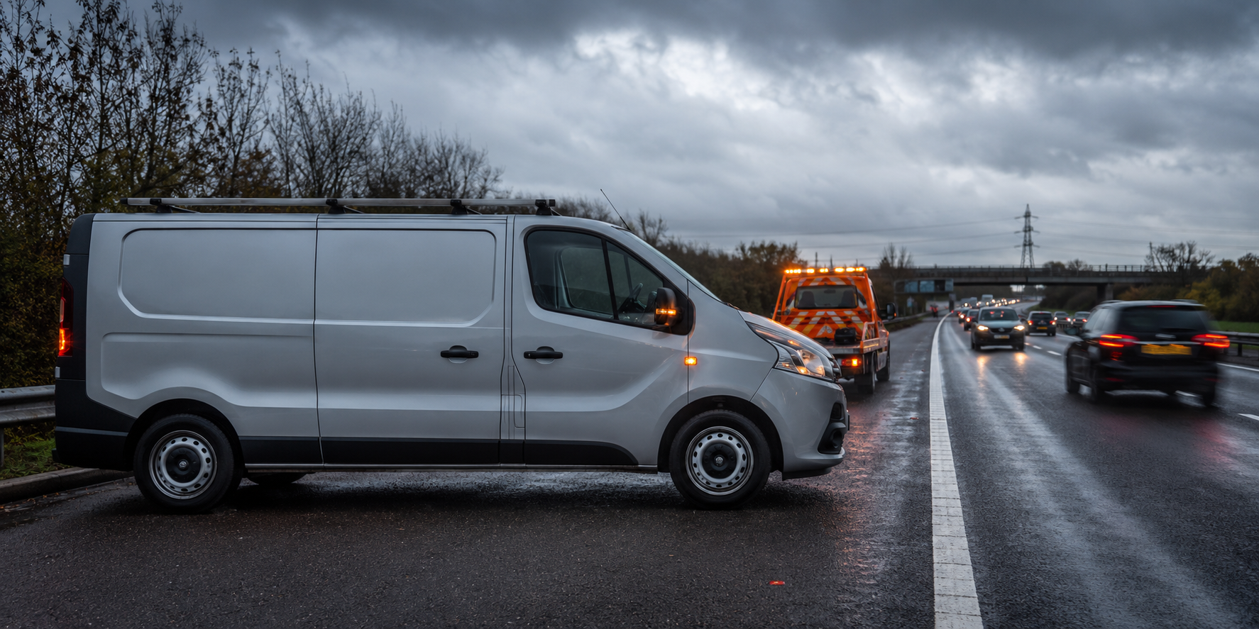 Vauxhall Vivaro M9R broken down on M25 hard shoulder with seized engine