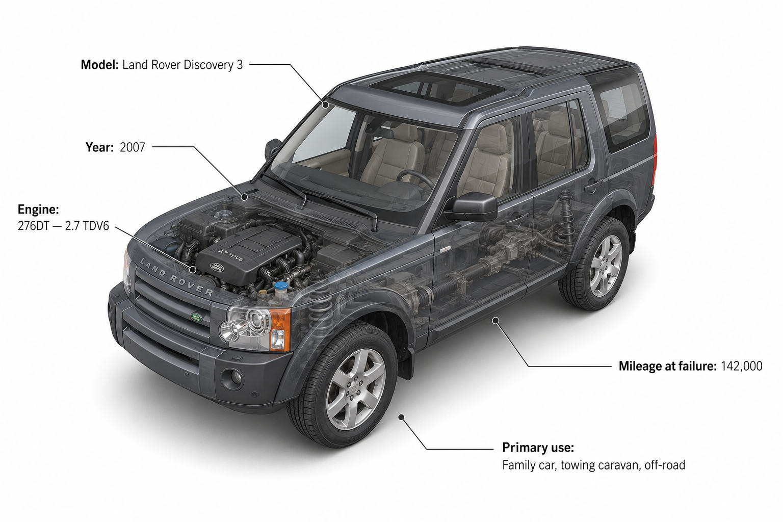 Land Rover Discovery 3 TDV6 timeline from rumble to snapped crankshaft