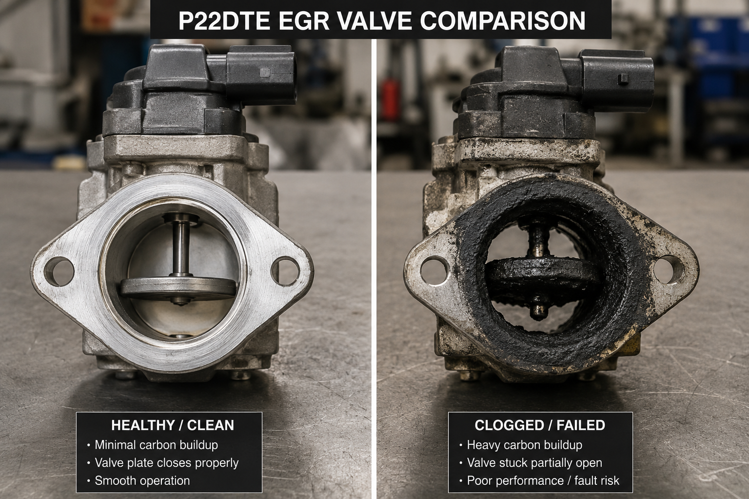 Peugeot P22DTE EGR valve clogged with carbon causing emissions failure