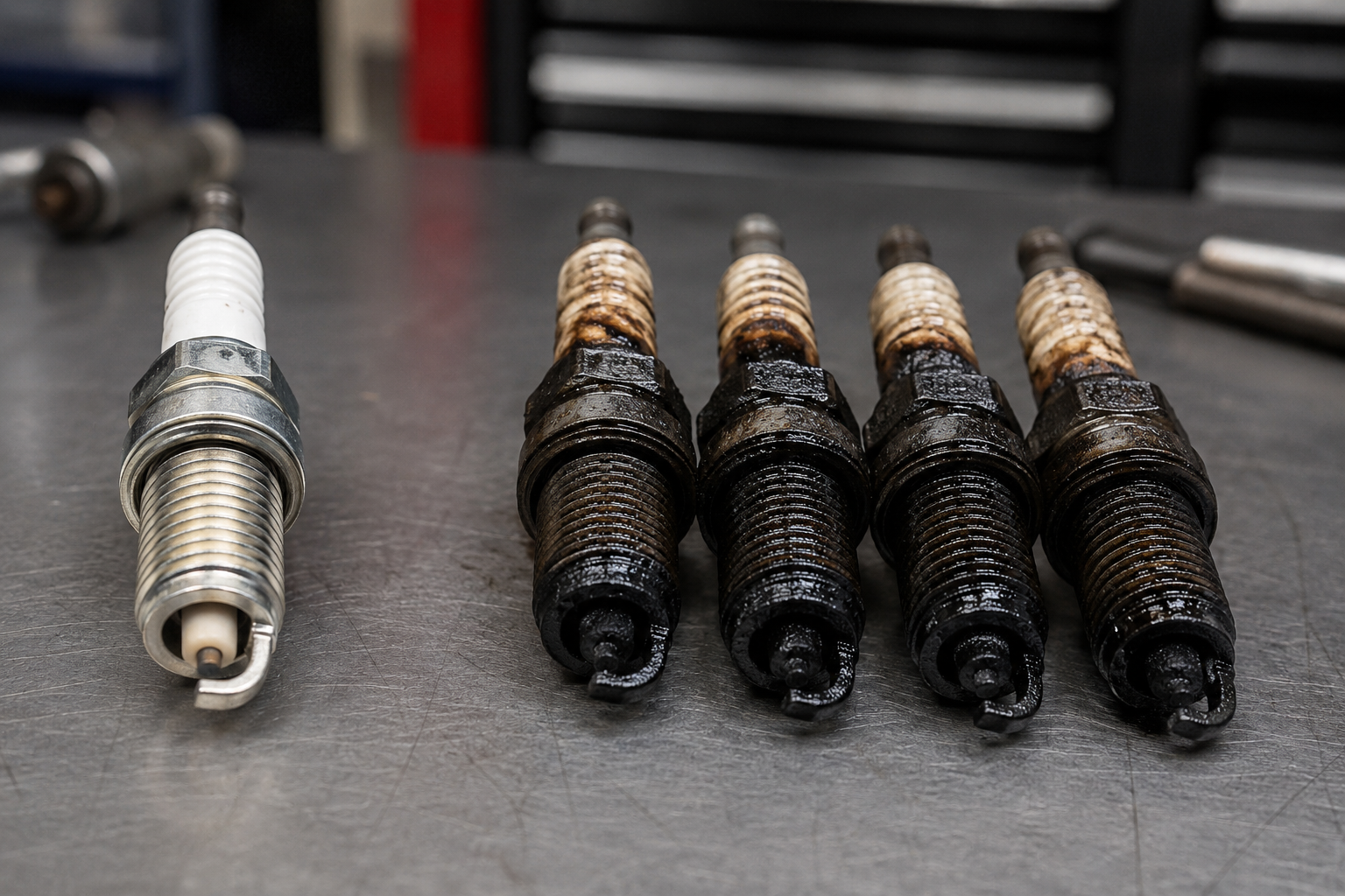 Audi 2.0 TFSI oil-fouled spark plugs from oil burning due to worn piston rings