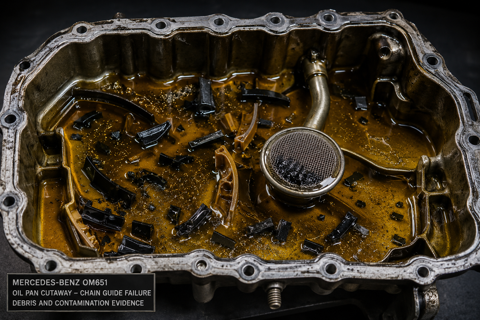 Mercedes OM651 cylinder bore scored from metal debris after injector tip failure