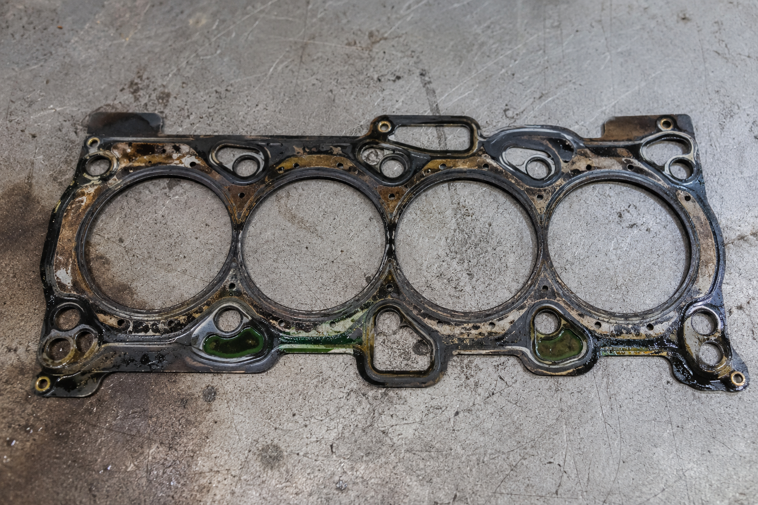VW CFCA blown head gasket showing combustion gases entering coolant system