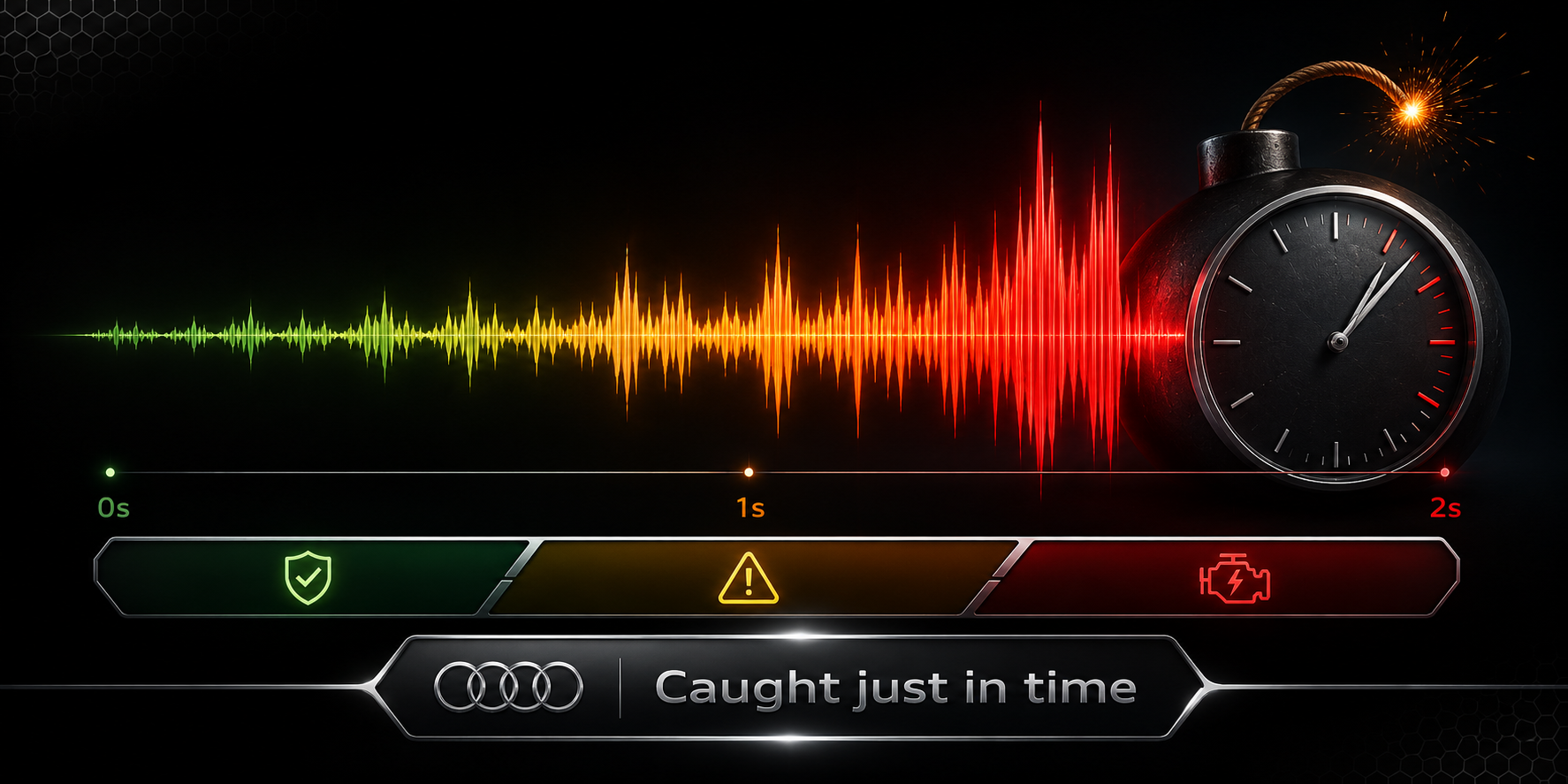 Audi 2.0 TFSI death rattle sound visualisation - 2-second warning signal caught in time