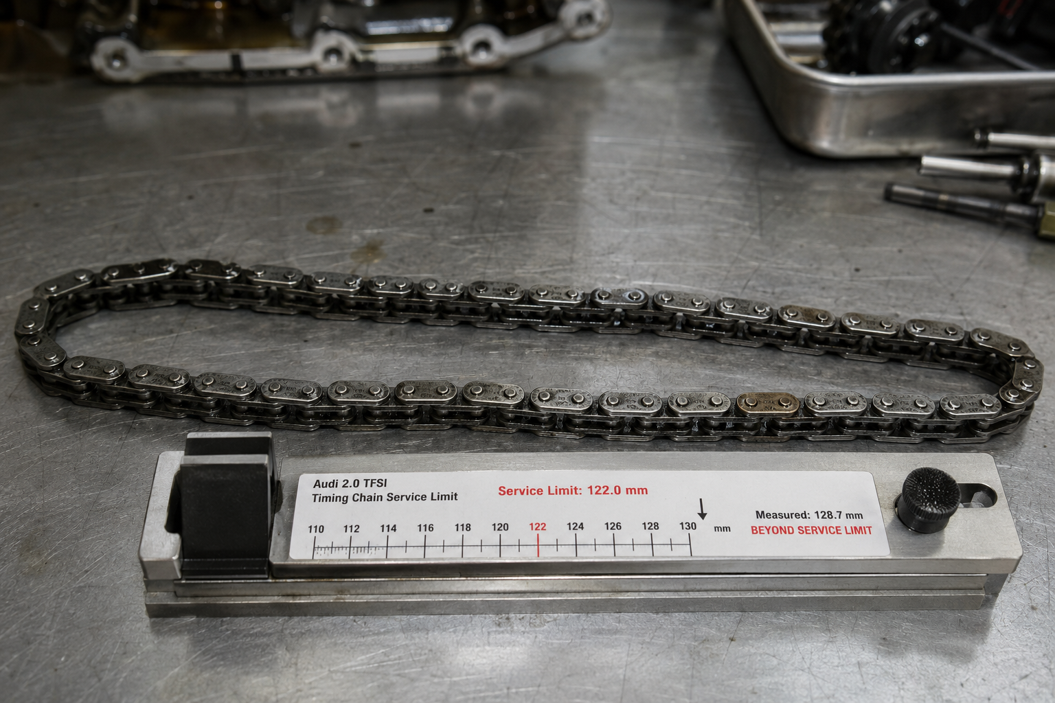 Audi 2.0 TFSI timing chain stretched beyond service limit causing death rattle