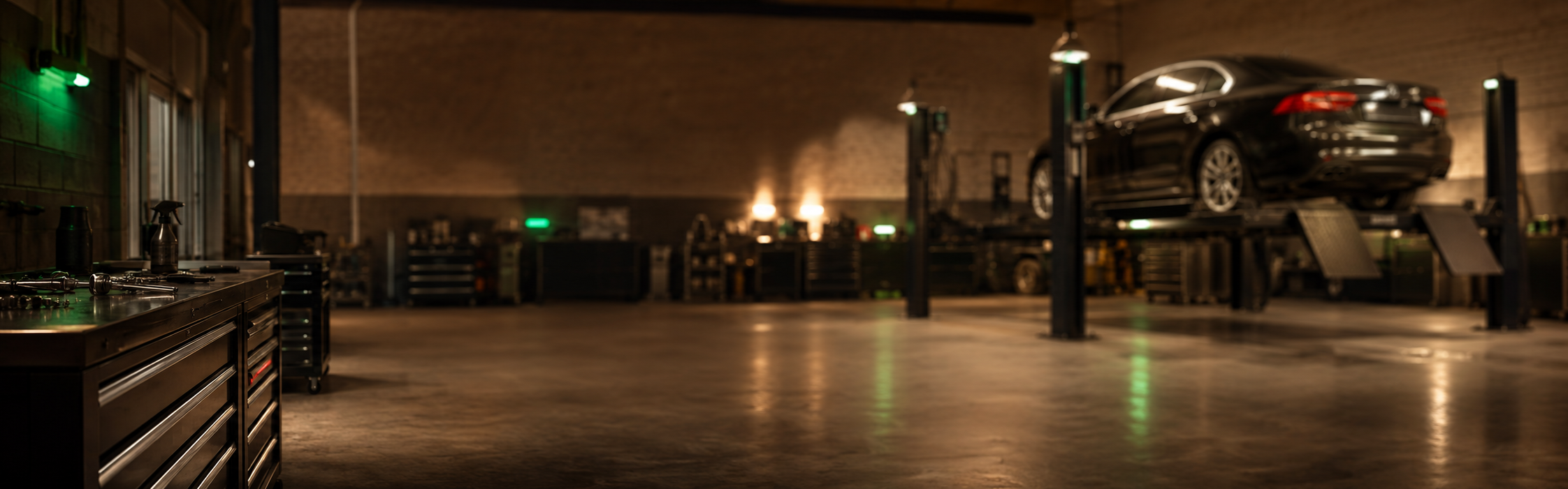 Jaguar workshop background with XF on ramp after successful AJD-V6 engine replacement