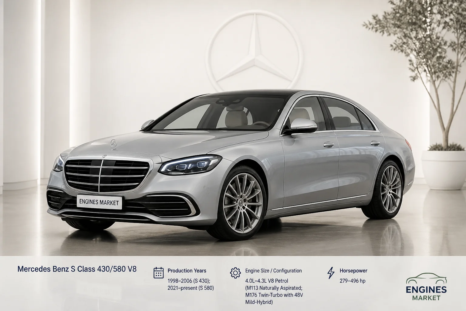 Mercedes Benz S Class 430/580 V8 - Engine History & Specs at a Glance